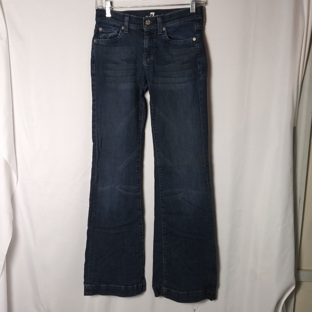 7 For All Mankind Dojo Flare Jeans Womens Size 24 Blue Denim Low Rise Seven - Picture 2 of 8